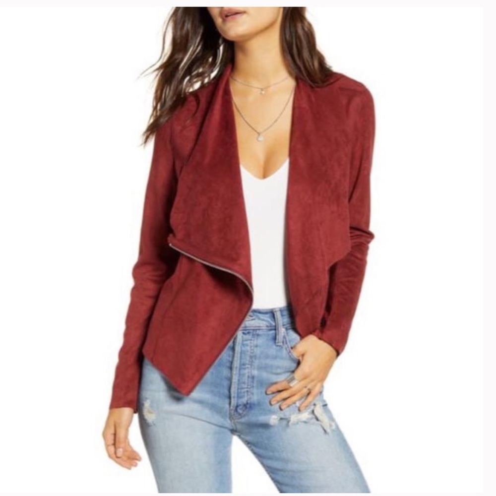 BLANKNYC Drape Front Faux Suede Jacket S